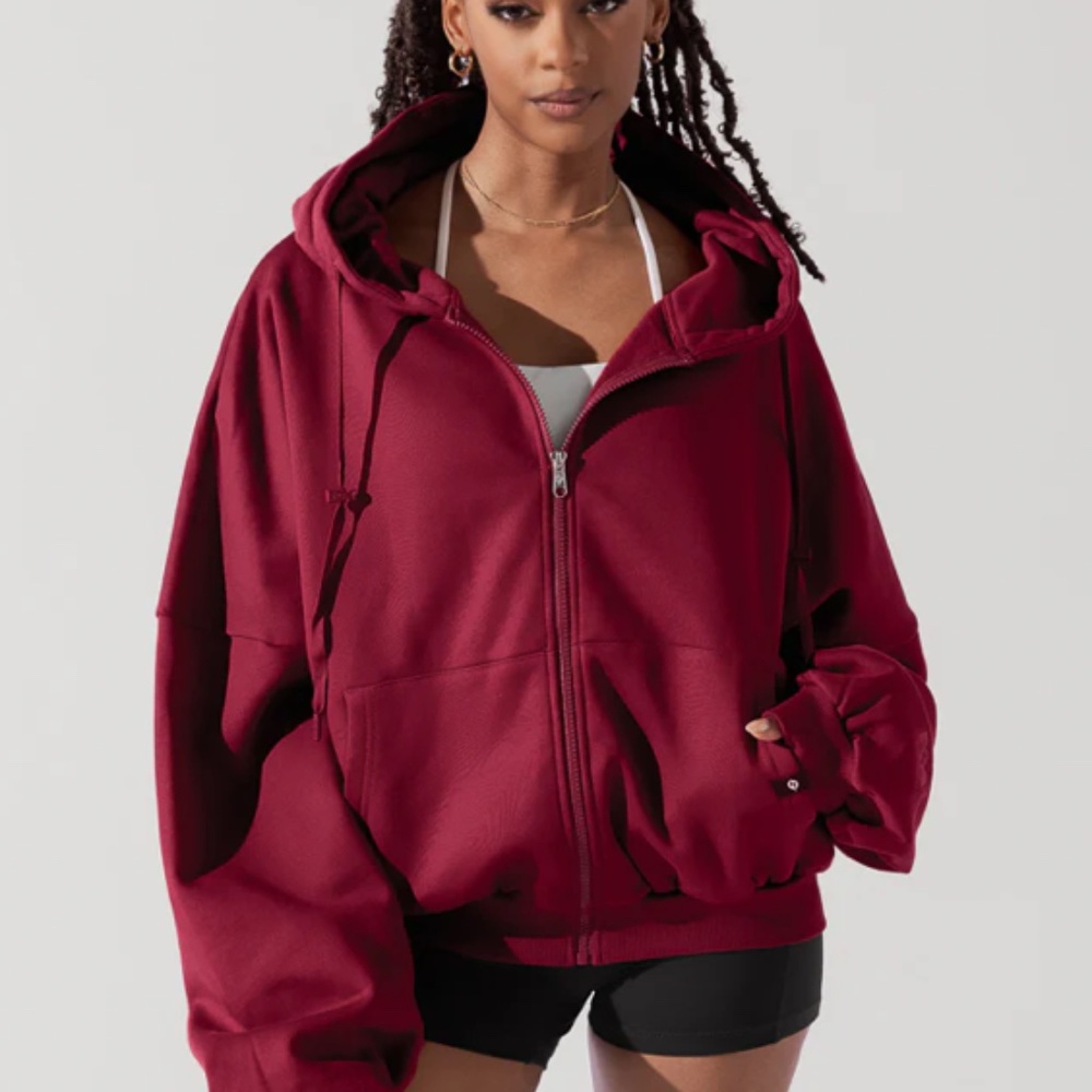 Popflex Zip Cloud Hoodie - Crimson Red